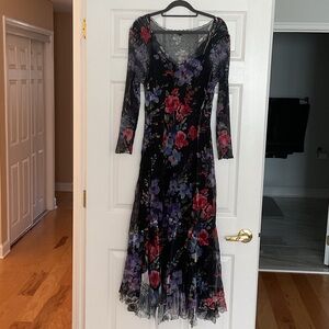 Komarov Black Floral Long Sleeve Dress